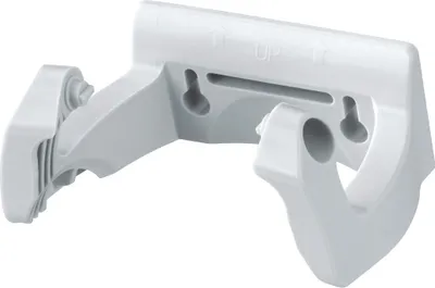 A white plastic mounting bracket for a Brita water filter system.