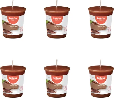 Obrázek produktu pro Bolsius - True Scents - Votivní svíčka kulatá - 53/45 - Oudové dřevo - výhodné balení - 6 kusů