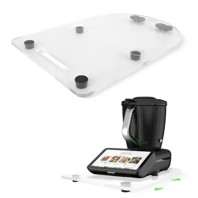 A clear product shot of a kitchen appliance accessory and the appliance itself.