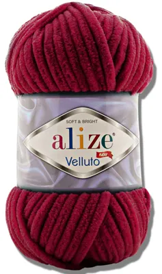 Imagen del producto de Alize 1x 100g Velluto, hilo grueso, color sólido, chenille, ideal para tejer y hacer crochet (color cereza | 107)