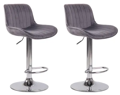 Produktbild von CLP 2er Set Barhocker Lentini Samt drehbar und höhenverstellbar dunkelgrau Gestell Farbe chrom