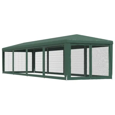 Produktbild von Partyzelt mit 10 Mesh-Seitenwänden Grün 3x12 m HDPE