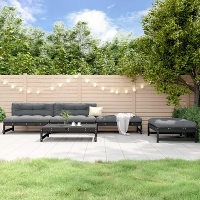 Produktbild von vidaXL 5-tlg. Garten-Lounge-Set Schwarz Massivholz Kiefer