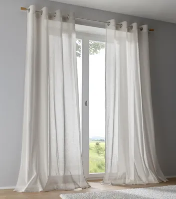 Produktbild von Kutti Vorhang Brondby Taupe halbtransparent Ösen Silber Leinenoptik Gardine lichtfilternd Breite 135 cm x Höhe 225 cm (1 Stück)