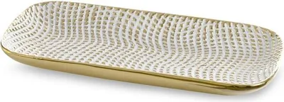 Zdjęcie produktu dla Patera ceramiczna VERDA 30x16 cm biała/złota
