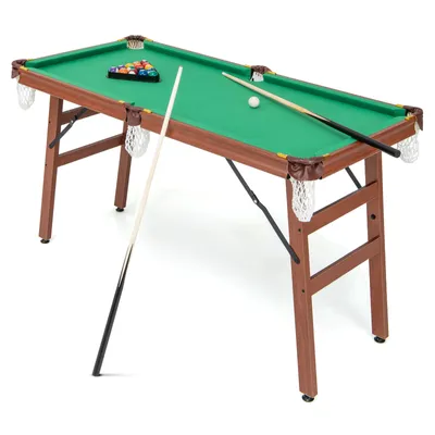 Produktbild von GOPLUS Klappbarer Billardtisch, Tragbarer Billiard Tisch mit 2 Queues, 2 Kreiden, 16 Bällen, Dreieck & Bürste, klappbarer Freizeit-Pooltisch für Kinder und Erwachsene, 138 x 67 x 79,5 cm