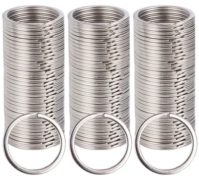 Imagen del producto de Llaveros de acero inoxidable, redondos, de 30 mm de diámetro, paquete de 200 unidades, para llaves y manualidades