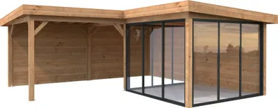 Produktbild von Pavillon Palmako Lenna Slide 24,9 m² Set 412 588 x 588 cm tauchimprägniert braun