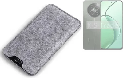 Produktbild von K-S-Trade Filz Handyhülle kompatibel mit Realme 12 5G Schutzhülle Filztasche Filz Tasche Case Sleeve Handy Hülle Filzhülle grau