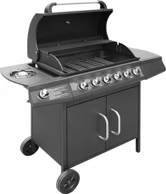 Produktbild von vidaXL Gasgrill 6+1 Flammen Schwarz