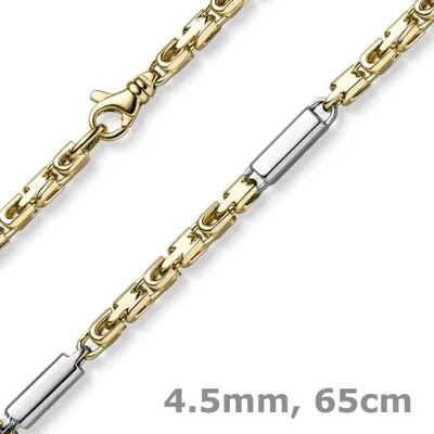 Produktbild von 4,5mm Monte Carlo Kette Halskette 585 Gold Gelbgold Weißgold massiv 65cm Herren