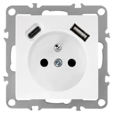 Immagine prodotto di Presa Singola Con Messa A Terra Toolight Oste Jnh004-G +Usb-A, Usb-C White