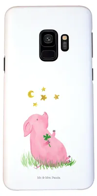 Produktbild von Mr. & Mrs. Panda Samsung Galaxy S9 Handyhülle Schwein Glück - Weiß - Geschenk, Träume, Cover, Glücksbringer, Sterne, Smartphone Hülle, Ziele, Motivation, Lustige Sprüche