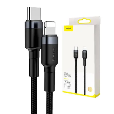 Produktbild von Baseus Cafule, 1 m, Lightning, USB C, Männlich, Männlich, Schwarz, Grau