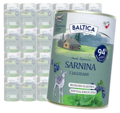 Produktbild von Baltica Rehfleisch mit Brombeeren 24x400g Monoprotein Getreidefrei Nassfutter für Hunde