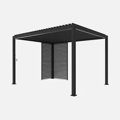 Produktbild von sweeek - Bioklimatische Pergola Aluminium 3x4m + 1 Lamellenwand 100 cm + 1 Lamellenwand 130 cm Triomphe - Anthrazit