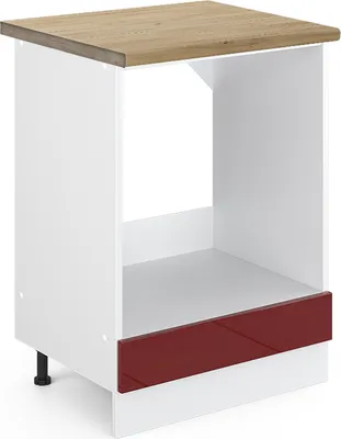 Produktbild von Herdumbauschrank Vicco R-Line Rot Hochglanz 60 cm , AP Eiche, Model 45881