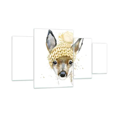 Produktbild von Bilder auf glas - Tier Hut Hirsch modern - 160x90cm - Glasbilder - Wandbilder - Kunstdruck - zum Aufhängen bereit - Wanddekoration aus Glas - Glas Bilder - Wandbild auf Glas - 4 Teile - GDL160x90-2861