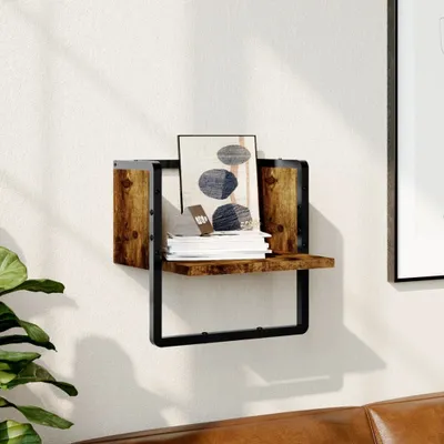 Image de Maison Exclusive - Étagère murale avec barre Chêne fumé 30x25x30 cm