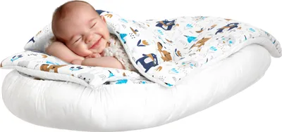Immagine prodotto di Set nido per bambini - bozzolo con materasso, cuscino e coperta, in cotone, ipoallergenico, posto letto sicuro