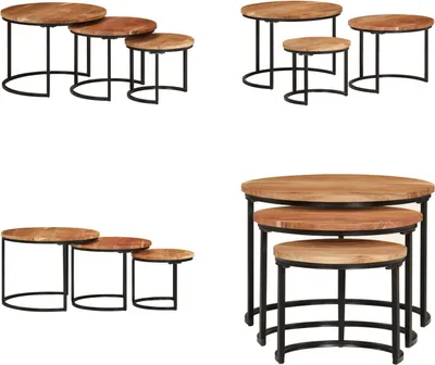 Produktbild von vidaXL Satztische 3 Stk. Massivholz Akazie - Satztisch - Satztische - Satztisch Set - Satztisch Modern