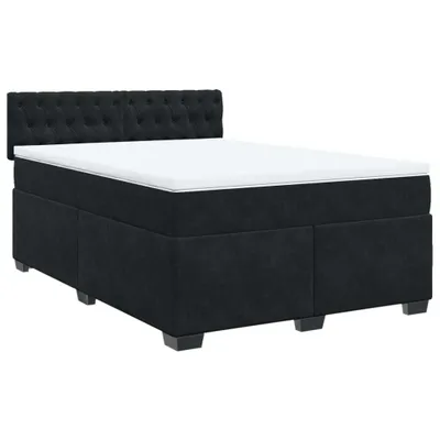 Produktbild von Boxspringbett mit Matratze Schwarz 140x200 cm Samt