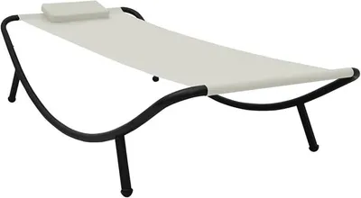 Image de Lit de jardin, transats, chaise longue, banc transat d'extérieur, lit d'extérieur, transat double, transat de jardin, daybed d'extérieur, couleur crème, dimensions 200 x 90 cm, en acier