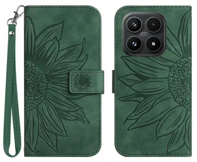 Produktbild von Xiaomi 17 Hülle - Coverup Sonnenblume Klapphülle mit Schlüsselband - Grün