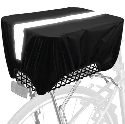 Image de Housse de pluie pour panier de vélo ou porte-bagages, 45 litres, noire, imperméable