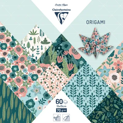 Produktbild von Clairefontaine 5x Origami, Pkg 60 Bl 70g, 15x15 cm, Herbarium Mehrfarbig 95372C