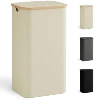 Produktbild von PromoHome® Faltbarer Wäschekorb mit Deckel – 100 Liter – Leicht und Platzsparend