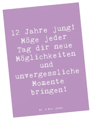 Produktbild von Mr. & Mrs. Panda Postkarte Spruch 12. Geburtstag - Lavendeltraum - Geschenk, Postkarten, Geburtstagsgeschenk, Geburtstagsfeier, Meilenstein, Geschenkideen, Grußkarte