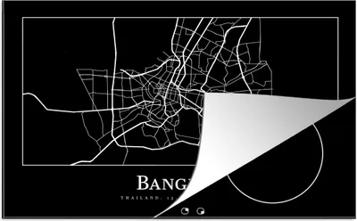 Produktbild von KitchenYeah© Herdabdeckplatte Bangkok - Karte - Stadtplan , 80x52cm, Küche Deko, Glaskeramikkochfeld Herdabdeckung, Abdeckplatte fùr Kochfeld