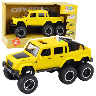Produktbild von Geländewagen mit Reibungsantrieb, Lichtern und Sounds, gelb, 6x6, Maßstab 1:16