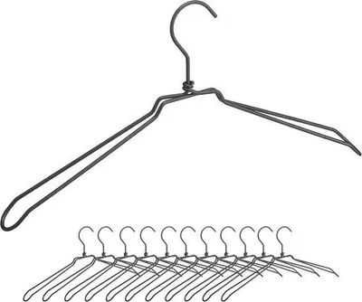 Productafbeelding van Famanu kledinghangers, 12 stuks, voor jassen en blouses - Industrieel design - 45 cm - Zwart