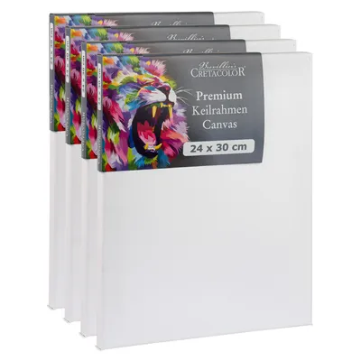 Image de Châssis Cretacolor 24 x 30 cm - Lot de 4 - Kit de toiles - Toiles de peinture haut de gamme sur châssis en bois - Toile en coton pour peinture acrylique, huile et techniques mixtes