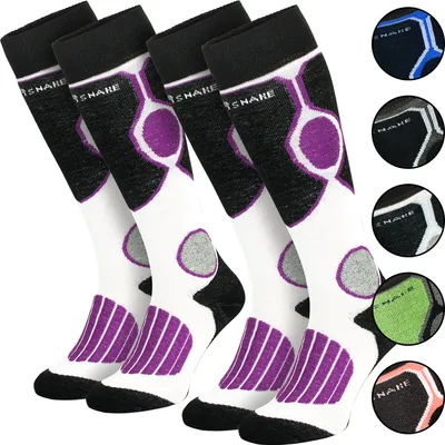 Produktbild von Black Snake® 2 Paar Skisocken für Damen und Herren Funktionssocken Sportsocken - Schwarz/Weiß/Lila - 35/38
