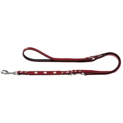 Produktbild von HUNTER Verstellbare Hundeführleine SWISS, Farbe: rot/schwarz, weiches Rindsleder