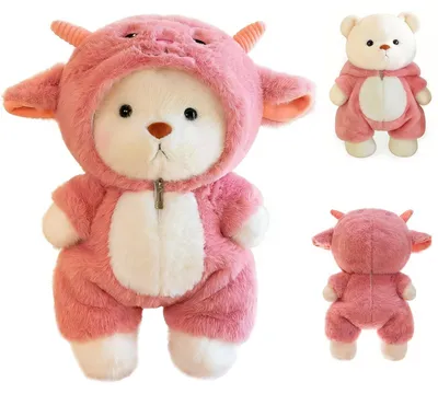 Productafbeelding van Pluche teddybeer met rozenprint, 30 cm, knuffel voor kinderen