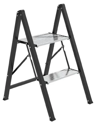 Produktbild von Klapphocker Trittleiter Einstiegshilfe - Zusammenklappbar - 2 Stufen - Sicherheitsverriegelung - 66 x 48 x 40 cm