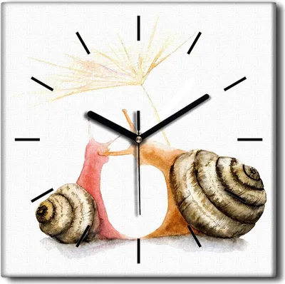 Produktbild von Coloray Uhr auf Leinwand 30x30 cm Wand Uhr Dekoration Wohnzimmer Segeltuch schwarze Hände -Aquarellschnecken.