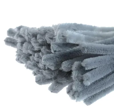 15 Stück Chenille-Draht in Grau, 15mm dicker Basteldraht und Pfeifenputzer.