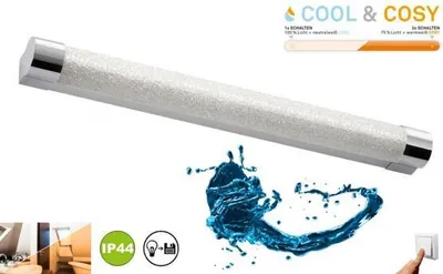 Obrázok produktu pre LED nástenné svietidlo - chrómová farba - biele - plast - kov - 59 x 5 cm - stmievateľné
