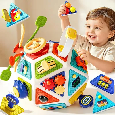 Productafbeelding van 1 activiteitenkubus voor peuters - Busy board montessori-speelgoed voor 1 jaar - Activiteitenbord