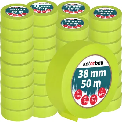 Obrázok produktu pre KOTARBAU® Sada 48 neónových maskovacích pások 50 m maskovacia páska 38 mm maskovacia páska Maliarska páska Maliarske príslušenstvo Fluorescenčný zelený maskovací papier Maliarske potreby