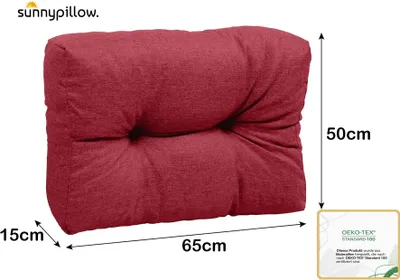 Produktbild von sunnypillow Palettenkissen für Gartenmöbel - Rückenkissen 65 x 50 cm - Rückenpolster für Bett und Sofa - Palettenpolster für Palettenmöbel - Gesteppte Gartenkissen - Rückenlehne, Seitenkissen Rot