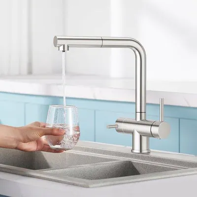 Productafbeelding van 3-weg kraan keuken met uittrekbare douche, keukenkraan, roestvrij