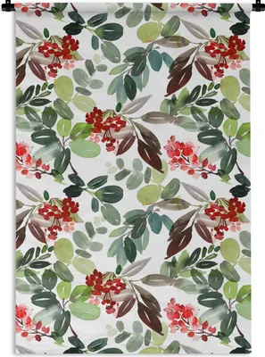 Produktbild von MuchoWow® Wandteppich Wandbehang Beeren - Aquarell - Rot 90x135 cm Tapisserie Dekoration Wandtuch - Baumwolle - Wandskulptur