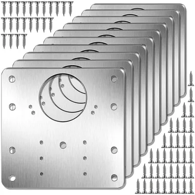 Produktbild von 10-teiliges Reparaturplatten-Set fuer Schrankscharniere aus Edelstahl, Reparaturhalterungen fuer Kuechenschranktuerscharniere mit Befestigungsschrauben zum Schutz von Kuechenschrank-Moebeltueren