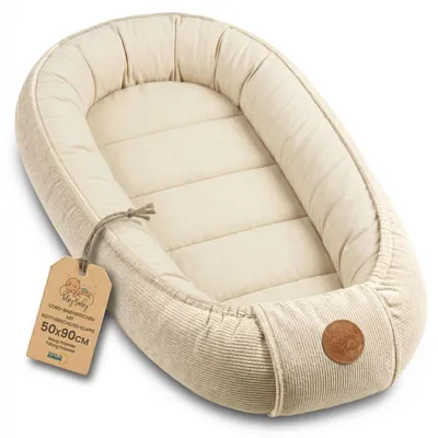 Produktbild von Baby Nest Neugeborene Nestchen tragbar Kuschelnest 90x50 cm Beige Cordstoff